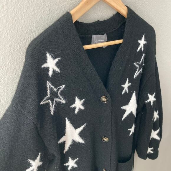 Anthropologie Flat White Stars Longline Cardigan - Black - Small - Picture 3 of 7